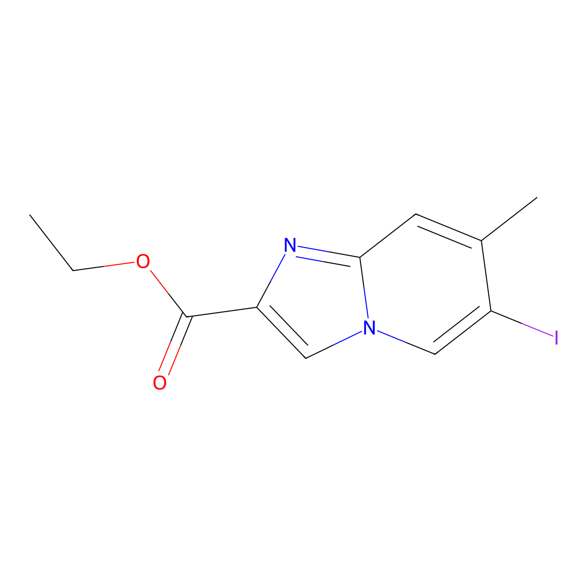6-Iodo-7-methyl-imidazo[1,2-a]pyridine-2-carboxylic acid ethyl ester molecular structure, CAS 1421312-23-3