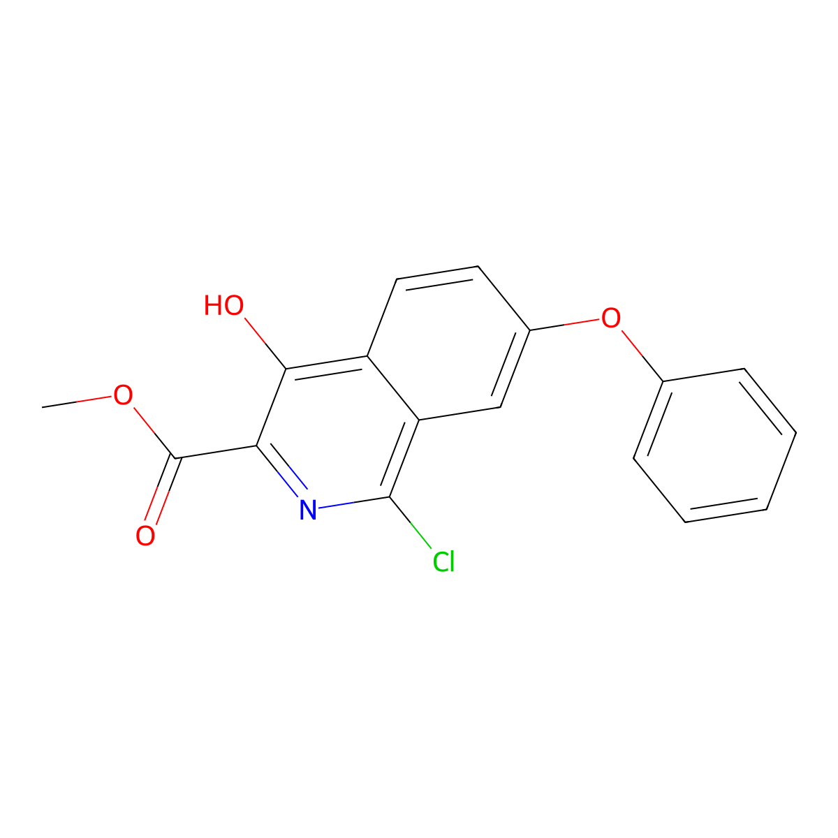 Methyl 1-chloro-4-hydroxy-7-phenoxyisoquinoline-3-carboxylate molecular structure, CAS 1421312-33-5