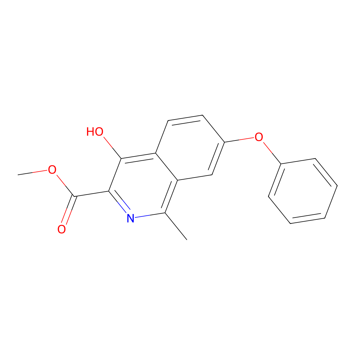 3-Isoquinolinecarboxylic acid, 4-hydroxy-1-methyl-7-phenoxy-, methyl ester molecular structure, CAS 1421312-34-6