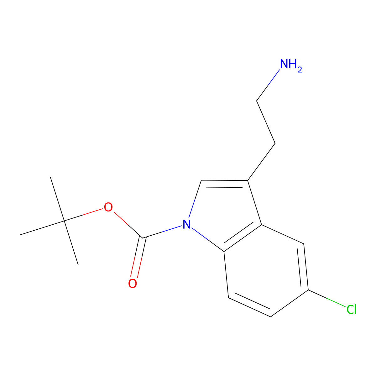 Tert-butyl 3-(2-aminoethyl)-5-chloro-1H-indole-1-carboxylate molecular structure, CAS 1421321-68-7