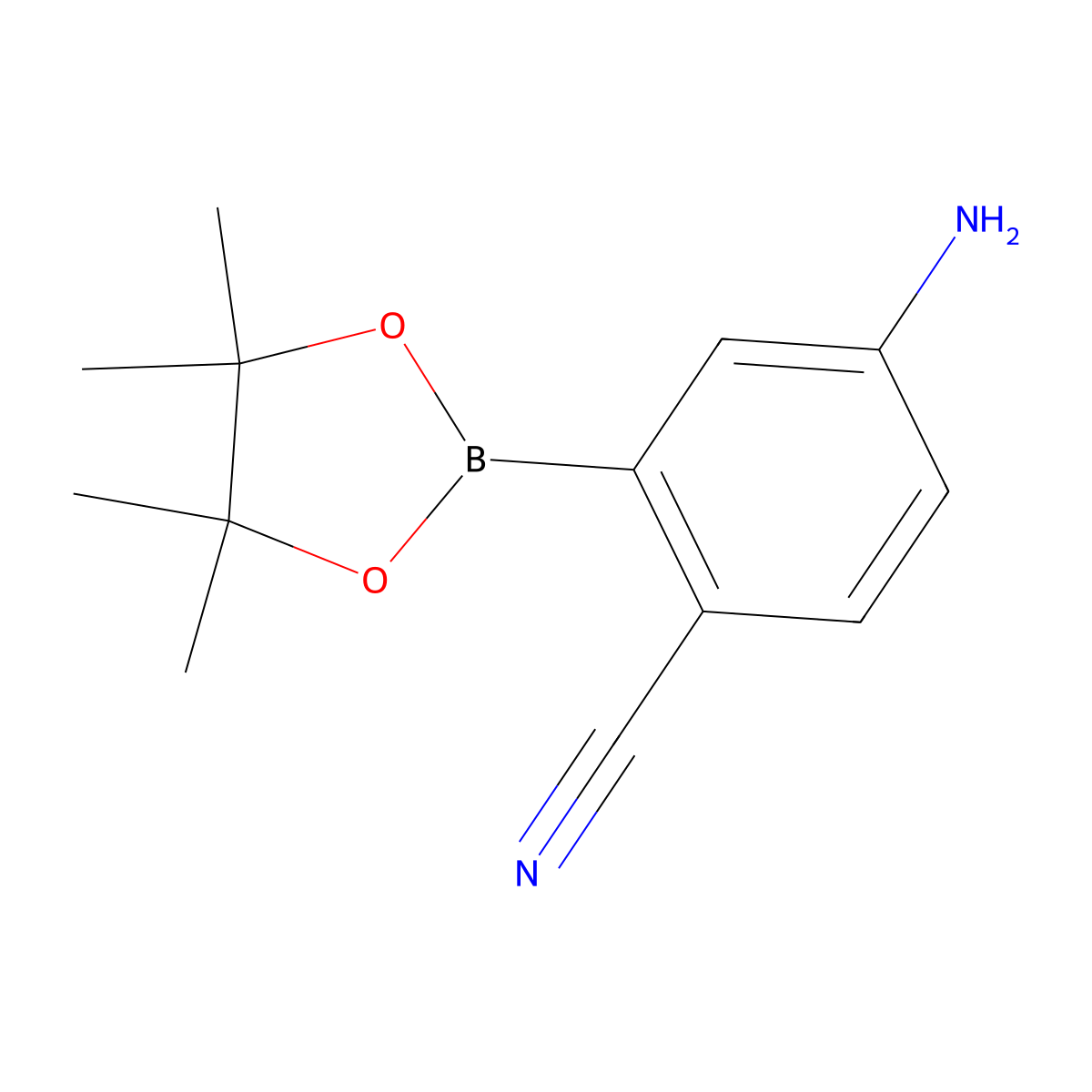 4-Amino-2-(tetramethyl-1,3,2-dioxaborolan-2-yl)benzonitrile molecular structure, CAS 1421322-57-7