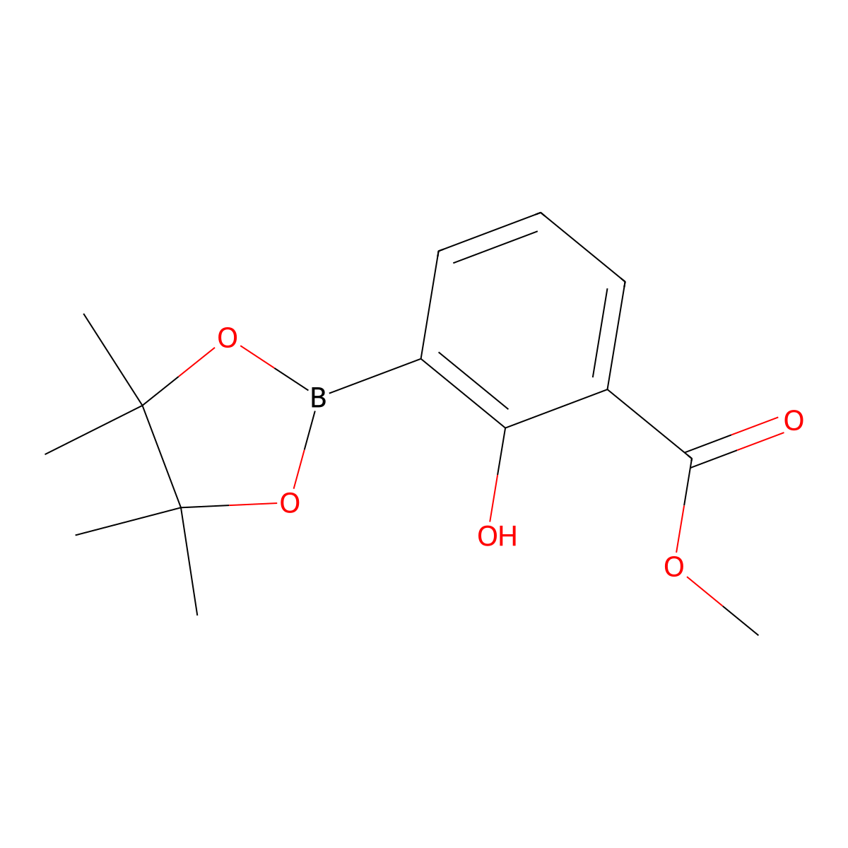 Methyl 2-hydroxy-3-(tetramethyl-1,3,2-dioxaborolan-2-yl)benzoate molecular structure, CAS 1421322-59-9