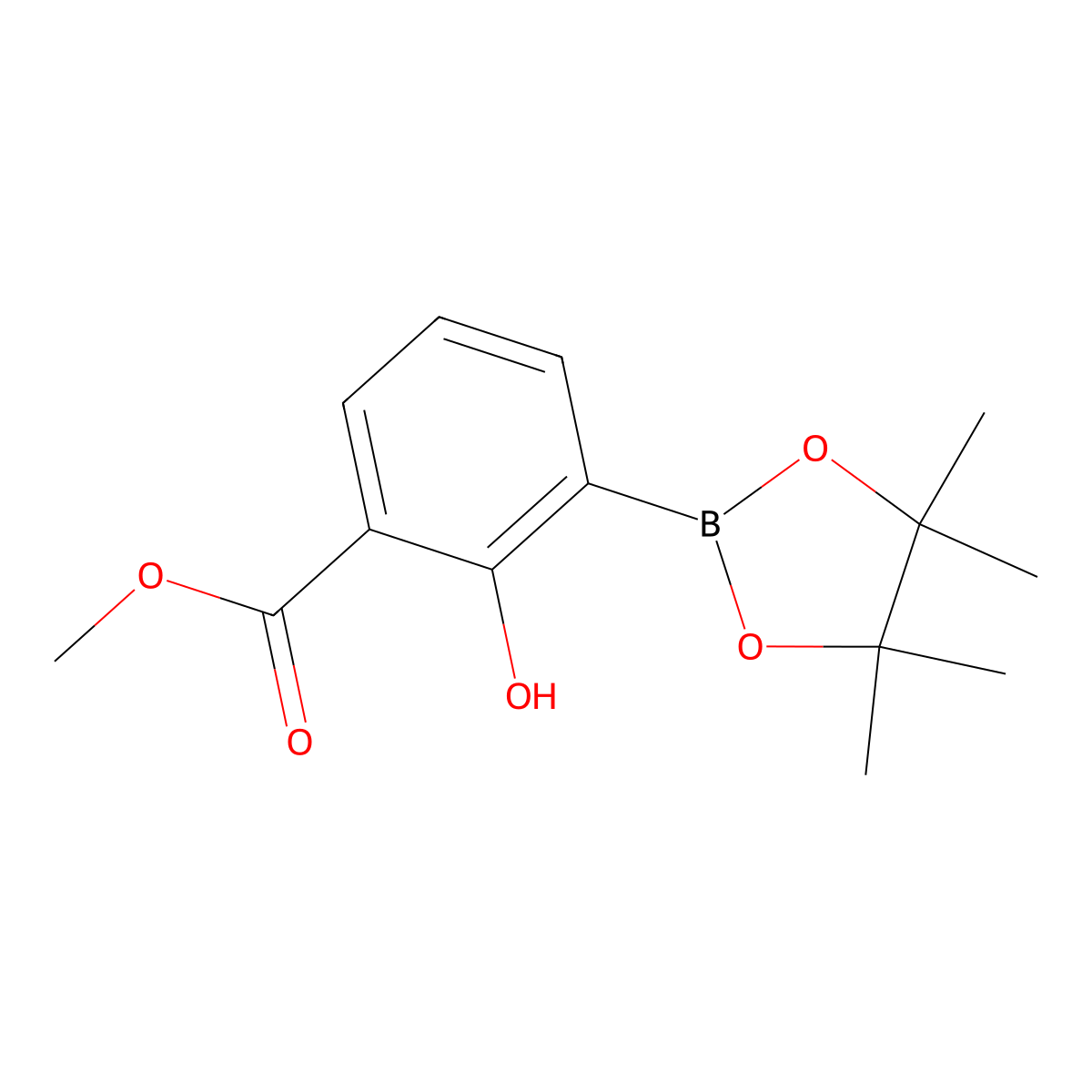 Methyl 2-hydroxy-3-(tetramethyl-1,3,2-dioxaborolan-2-yl)benzoate molecular structure, CAS 1421322-59-9