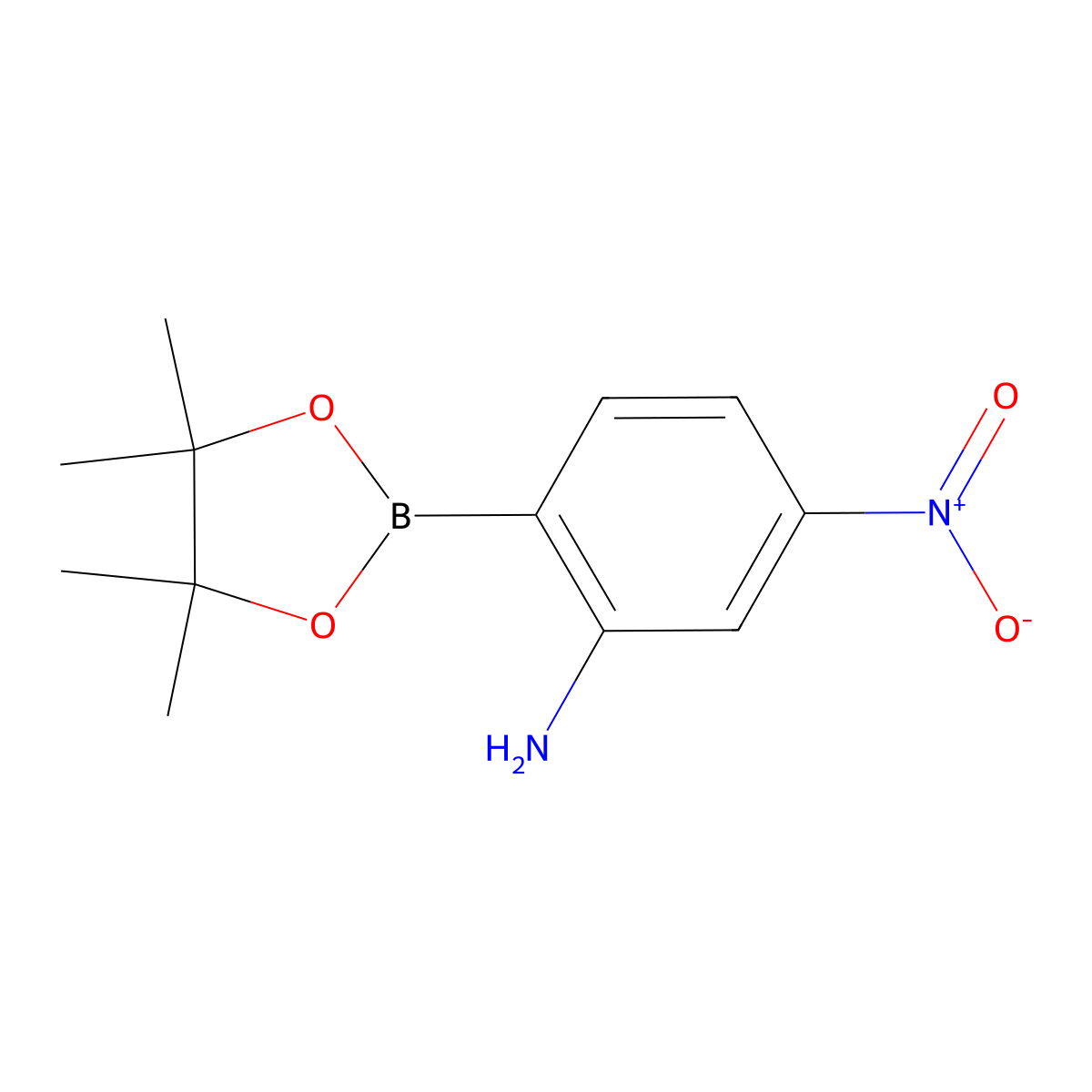 5-Nitro-2-(tetramethyl-1,3,2-dioxaborolan-2-yl)aniline molecular structure, CAS 1421322-60-2