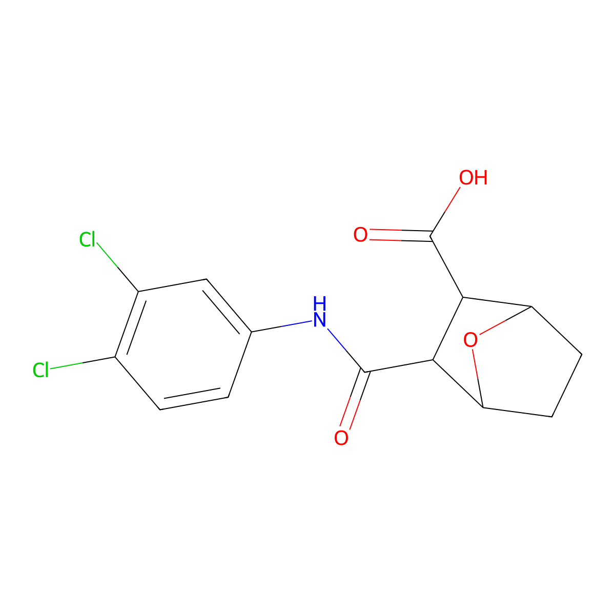 3-[(3,4-Dichloroanilino)carbonyl]-7-oxabicyclo[2.2.1]heptane-2-carboxylic acid molecular structure, CAS 1421322-72-6