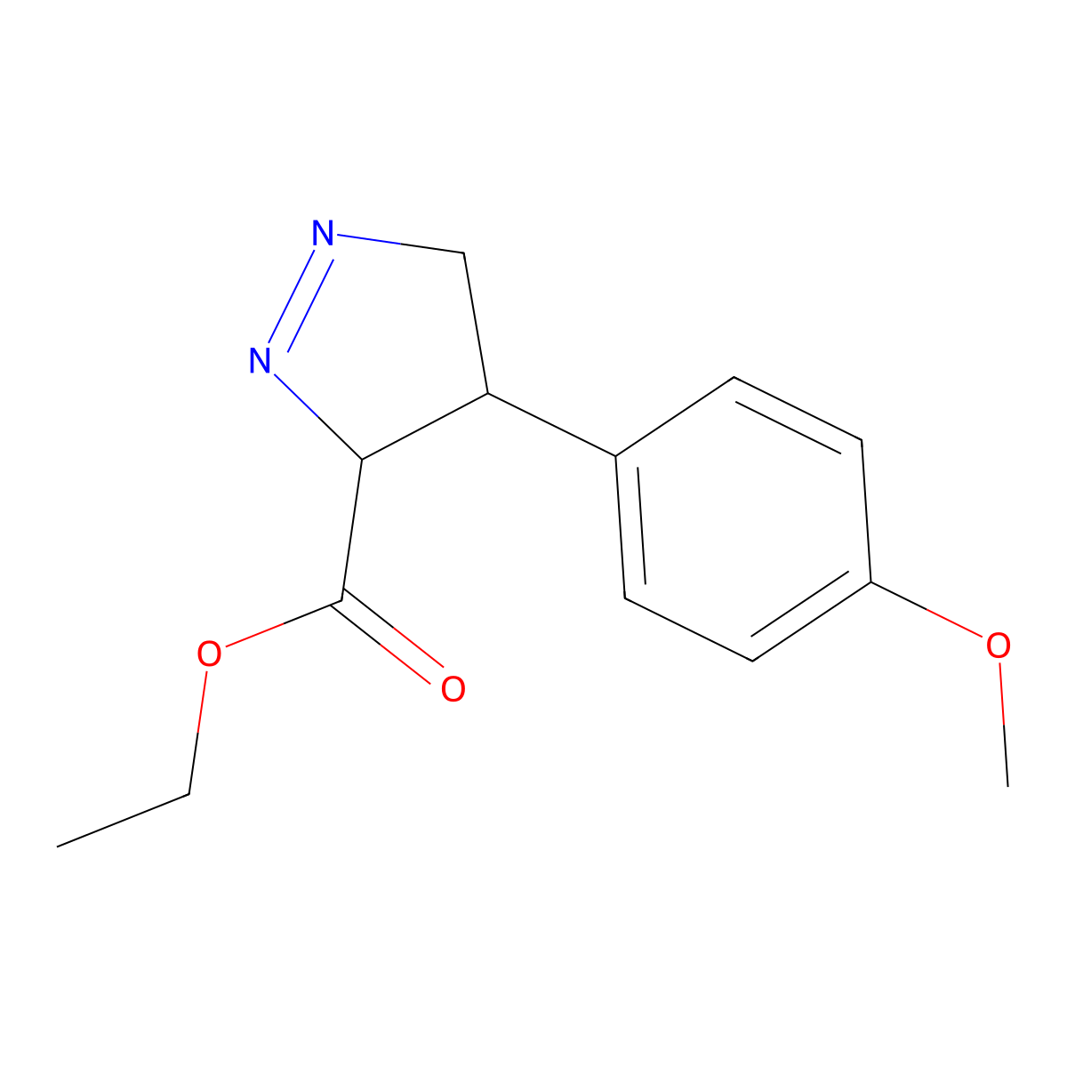 ethyl 4-(4-methoxyphenyl)-4,5-dihydro-3H-pyrazole-3-carboxylate molecular structure, CAS 1421322-74-8