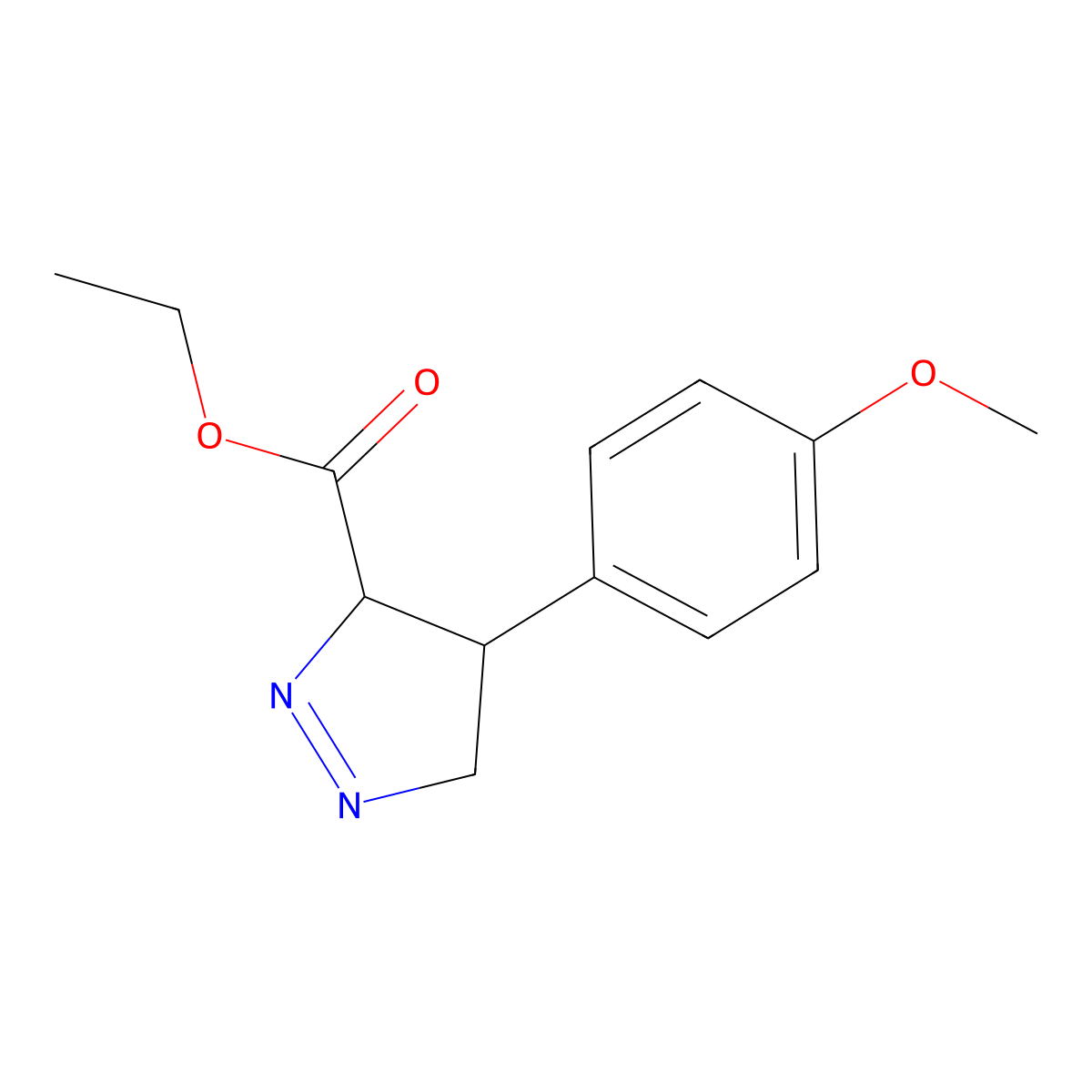 ethyl 4-(4-methoxyphenyl)-4,5-dihydro-3H-pyrazole-3-carboxylate molecular structure, CAS 1421322-74-8