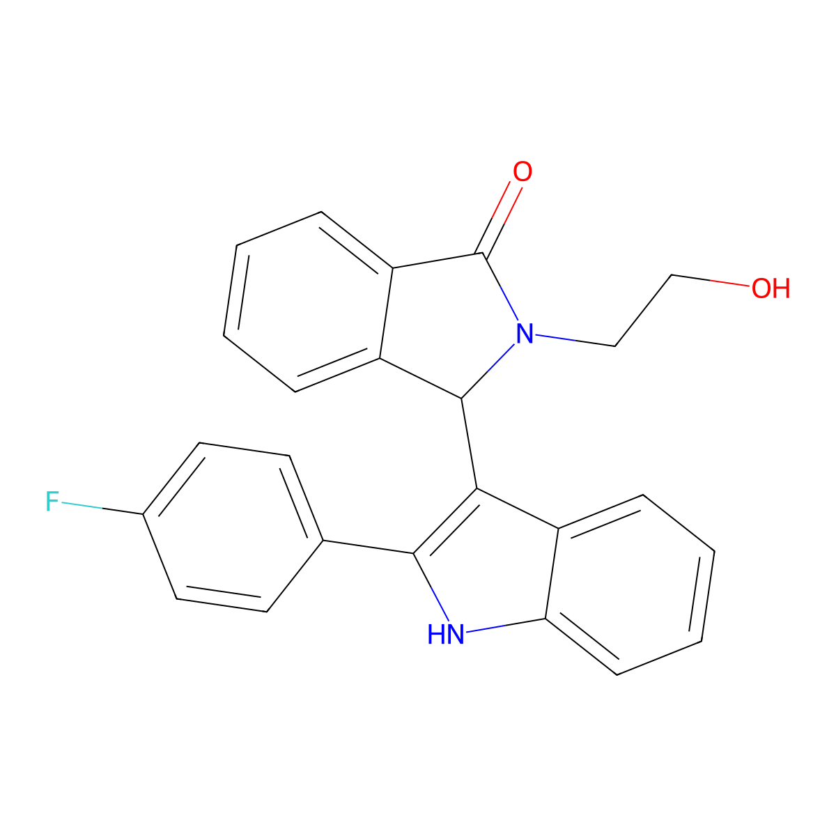 3-[2-(4-fluorophenyl)-1H-indol-3-yl]-2-(2-hydroxyethyl)-1-isoindolinone molecular structure, CAS 1421323-54-7
