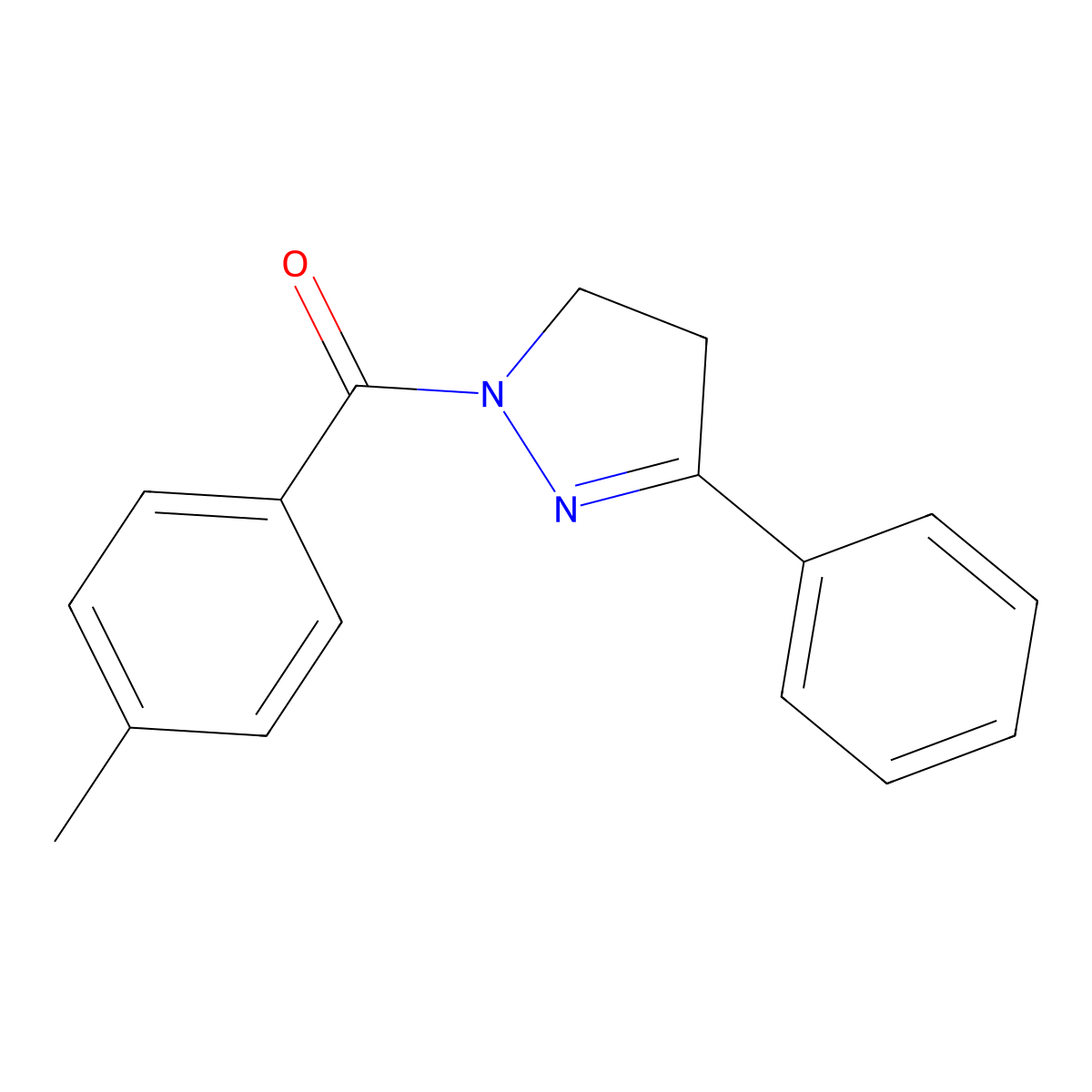 1-(4-methylbenzoyl)-3-phenyl-4,5-dihydro-1H-pyrazole molecular structure, CAS 1421323-58-1