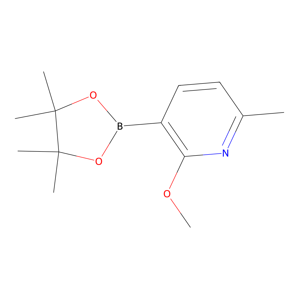 2-Methoxy-6-methyl-3-(4,4,5,5-tetramethyl-1,3,2-dioxaborolan-2-yl)pyridine molecular structure, CAS 1421324-79-9