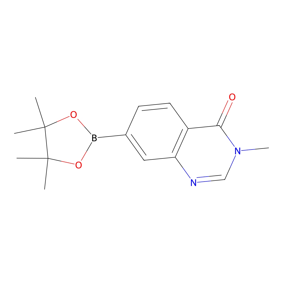 3-Methyl-7-(4,4,5,5-tetramethyl-1,3,2-dioxaborolan-2-yl)quinazolin-4(3H)-one molecular structure, CAS 1421341-05-0