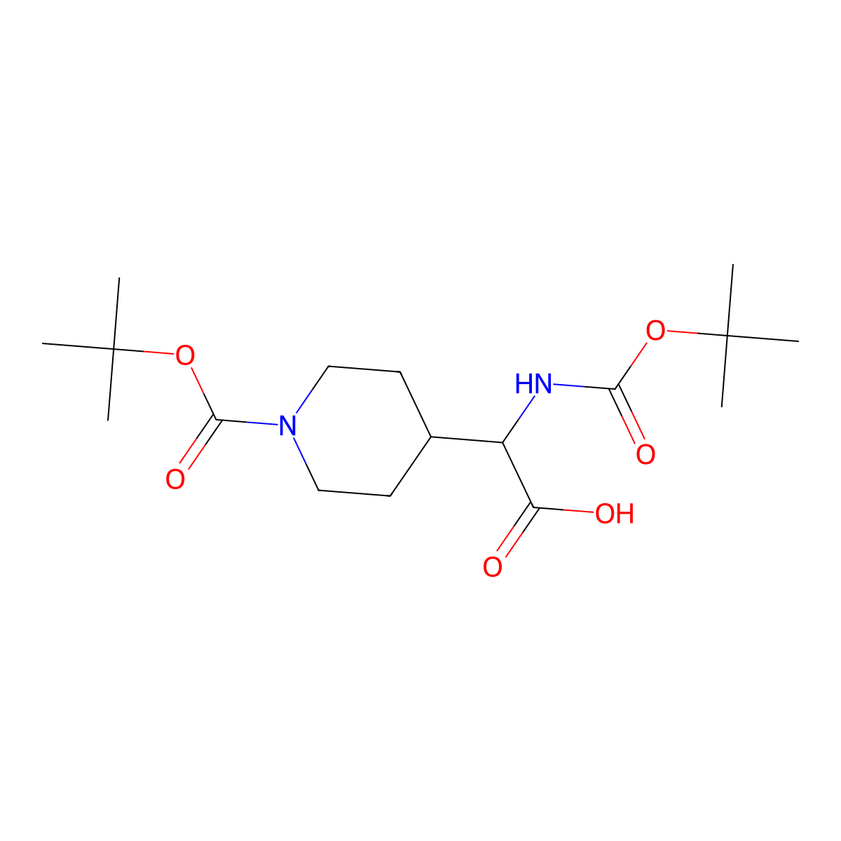(R)-alpha-(Boc-amino)-1-Boc-4-piperidineacetic Acid molecular structure, CAS 1421356-23-1