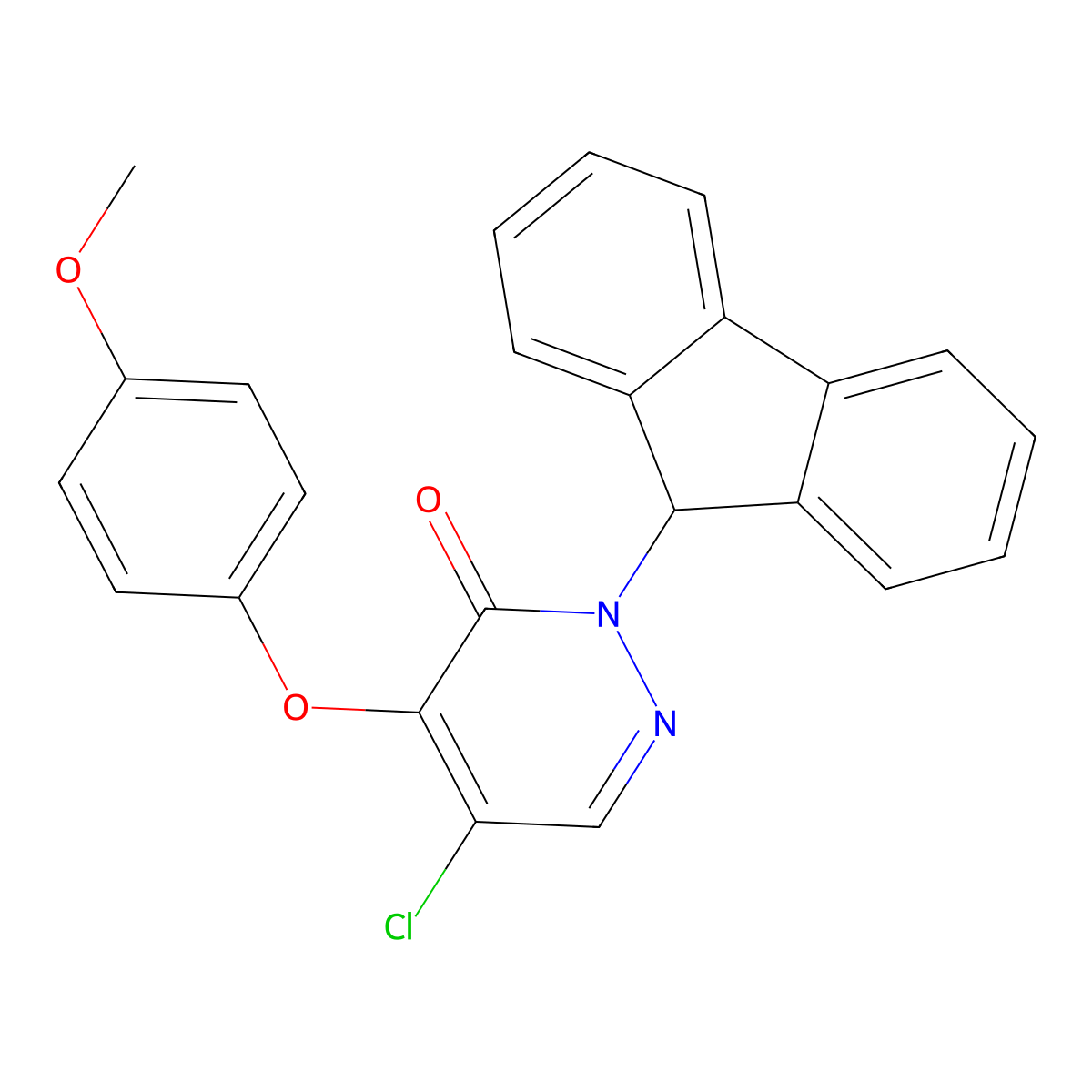 5-chloro-2-(9H-fluoren-9-yl)-4-(4-methoxyphenoxy)pyridazin-3(2H)-one molecular structure, CAS 1421365-63-0