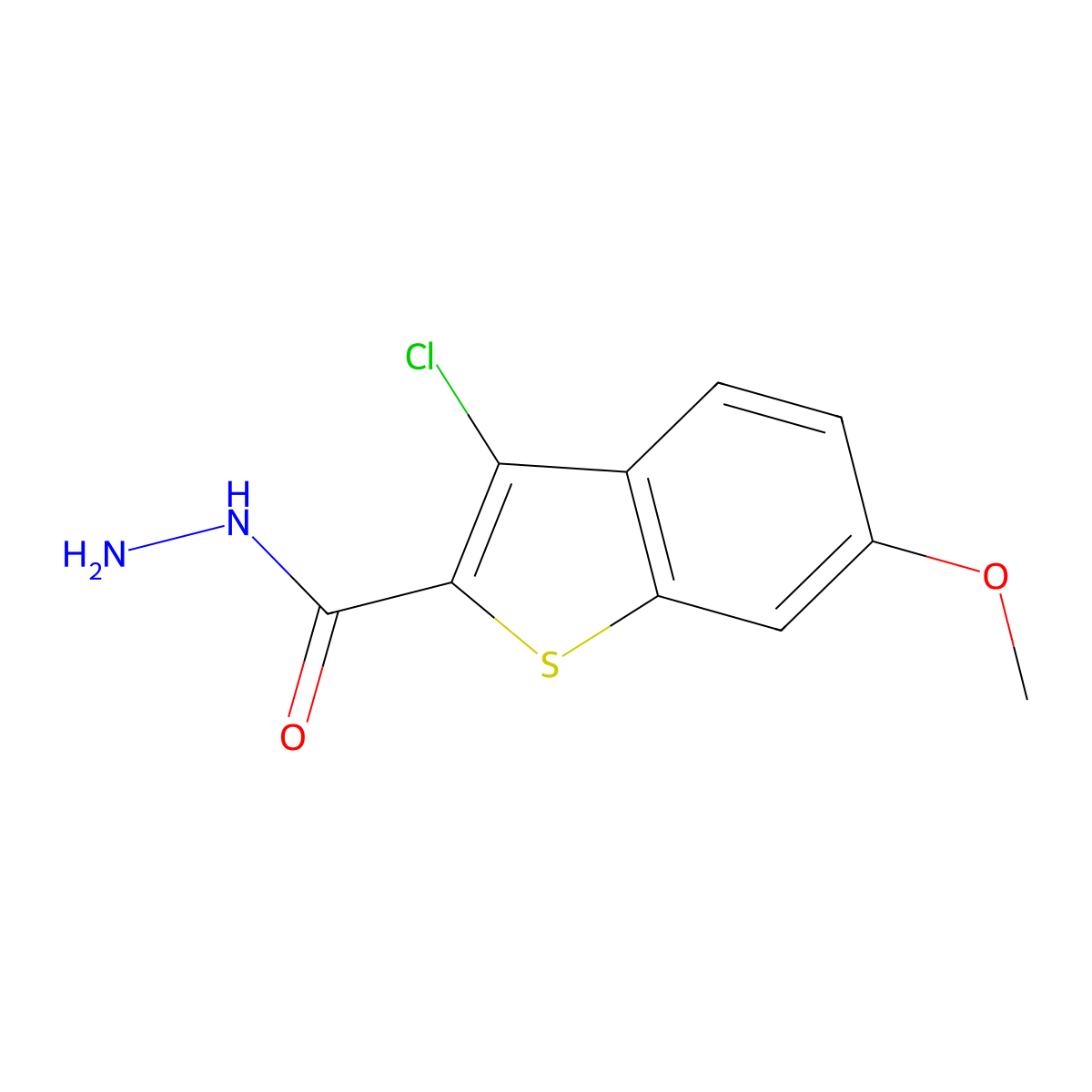3-Chloro-6-methoxy-1-benzothiophene-2-carbohydrazide molecular structure, CAS 142137-98-2