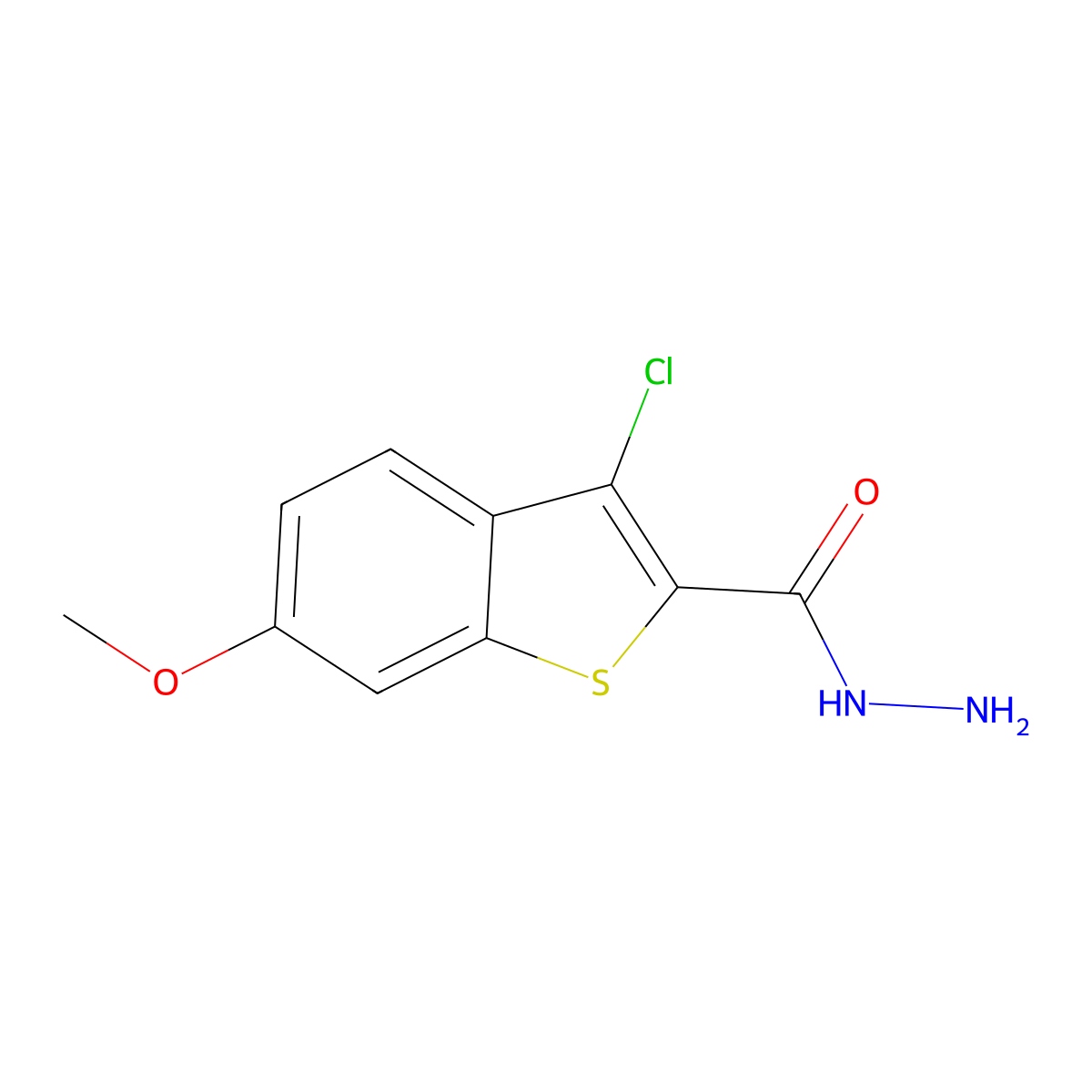 3-Chloro-6-methoxy-1-benzothiophene-2-carbohydrazide molecular structure, CAS 142137-98-2