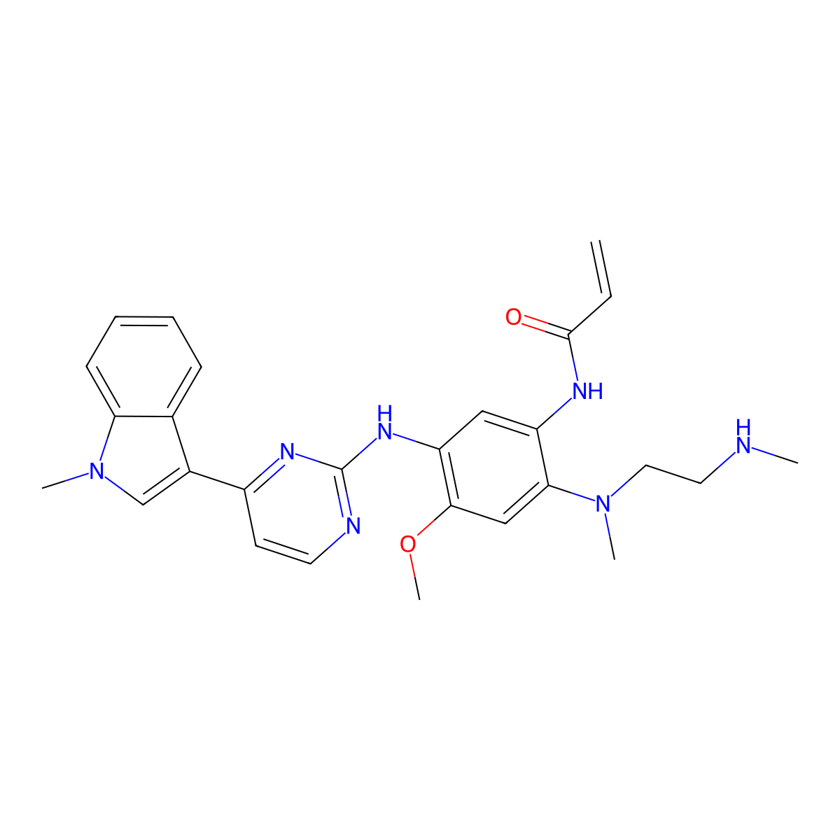 N-[4-Methoxy-5-[[4-(1-methyl-1H-indol-3-yl)-2-pyrimidinyl]amino]-2-[methyl[2-(methylamino)ethyl]amino]phenyl]-2-propenamide molecular structure, CAS 1421373-99-0
