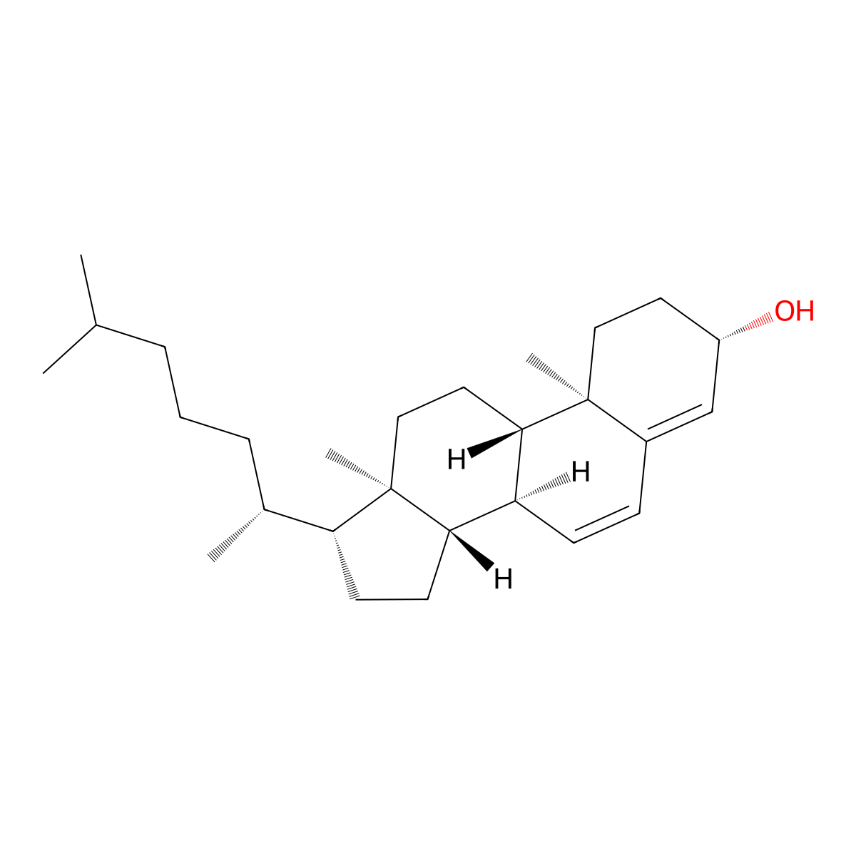 Cholesta-4,6-dien-3-ol, (3beta)- molecular structure, CAS 14214-69-8
