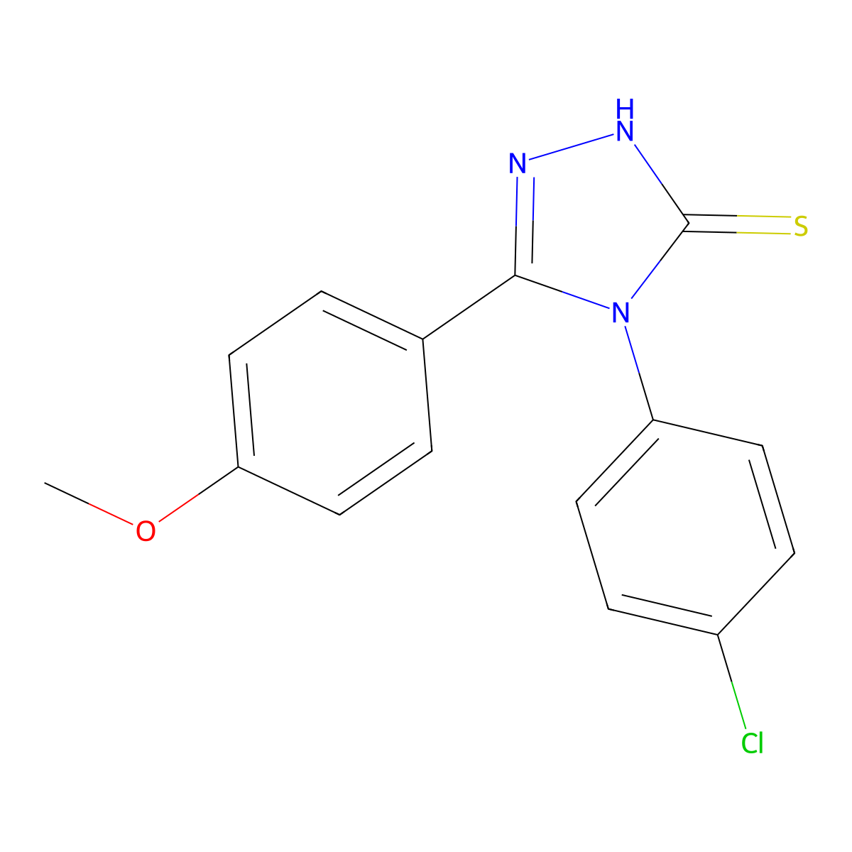 4-(4-chlorophenyl)-5-(4-methoxyphenyl)-4H-1,2,4-triazole-3-thiol molecular structure, CAS 142142-23-2