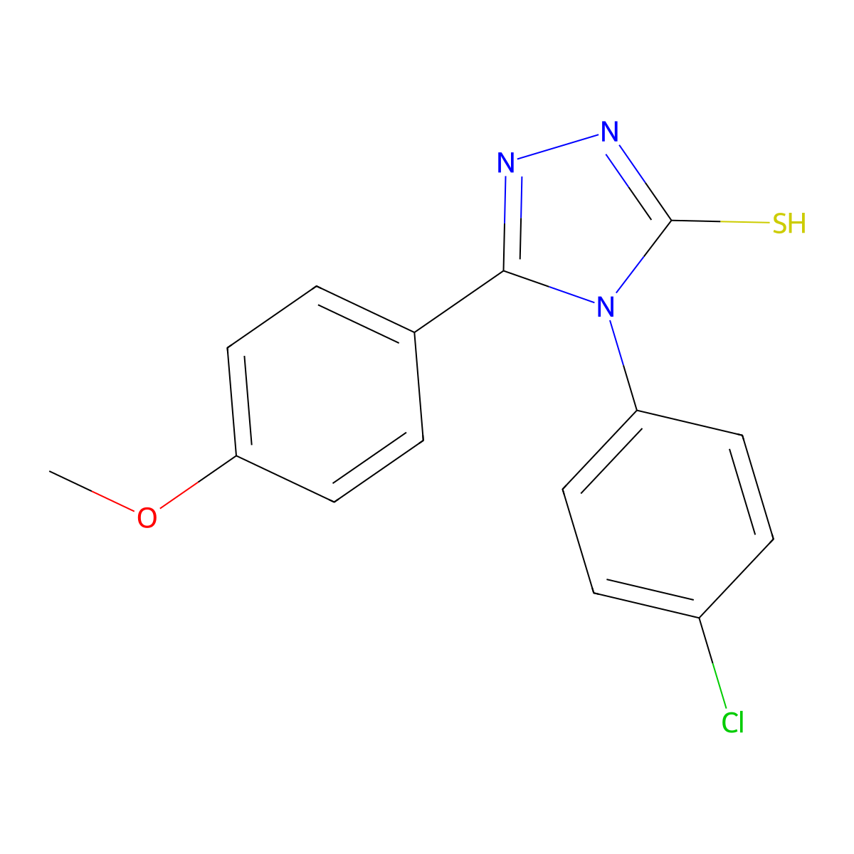 4-(4-chlorophenyl)-5-(4-methoxyphenyl)-4H-1,2,4-triazole-3-thiol molecular structure, CAS 142142-23-2