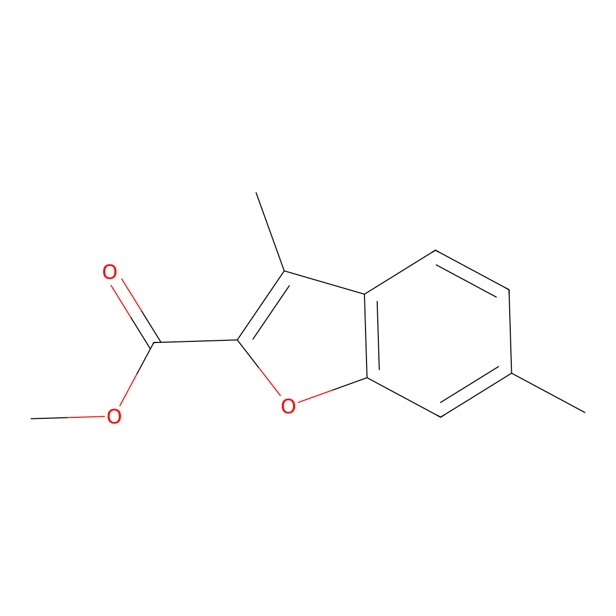 Methyl 3,6-dimethyl-1-benzofuran-2-carboxylate molecular structure, CAS 142143-68-8