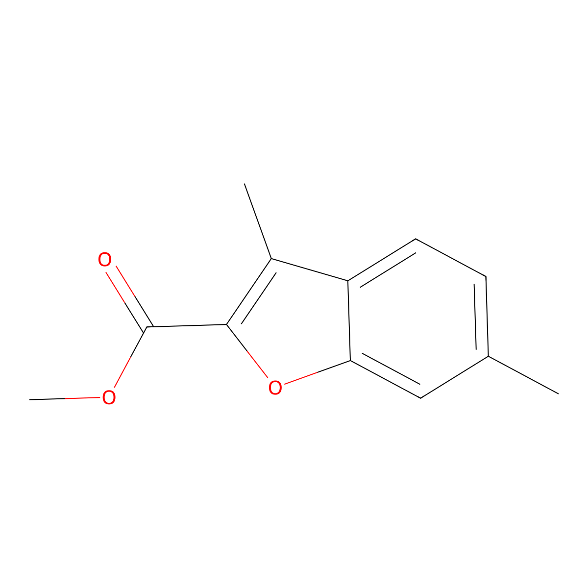 Methyl 3,6-dimethyl-1-benzofuran-2-carboxylate molecular structure, CAS 142143-68-8