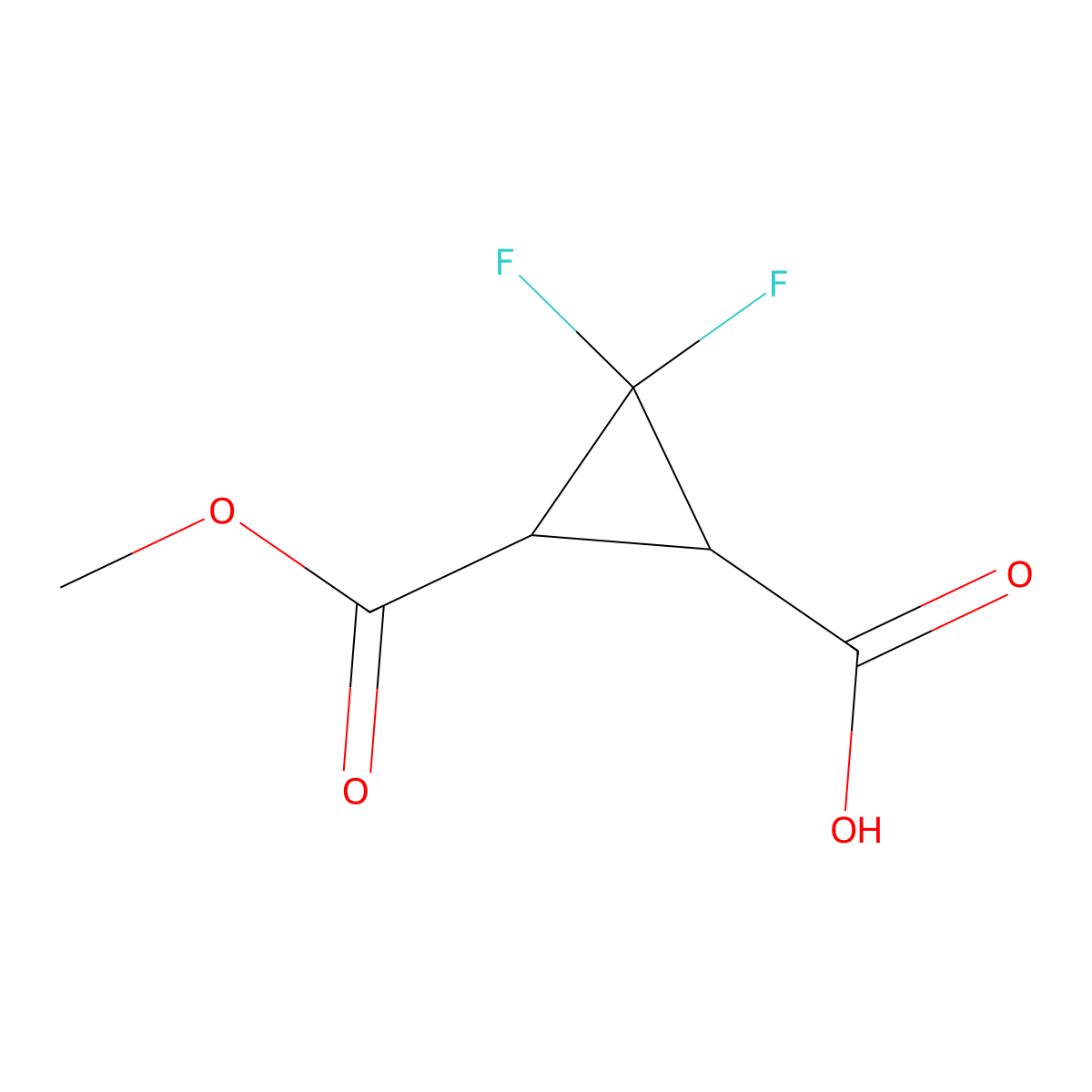 rac-(1R,3R)-2,2-difluoro-3-(methoxycarbonyl)cyclopropane-1-carboxylic acid molecular structure, CAS 142144-42-1