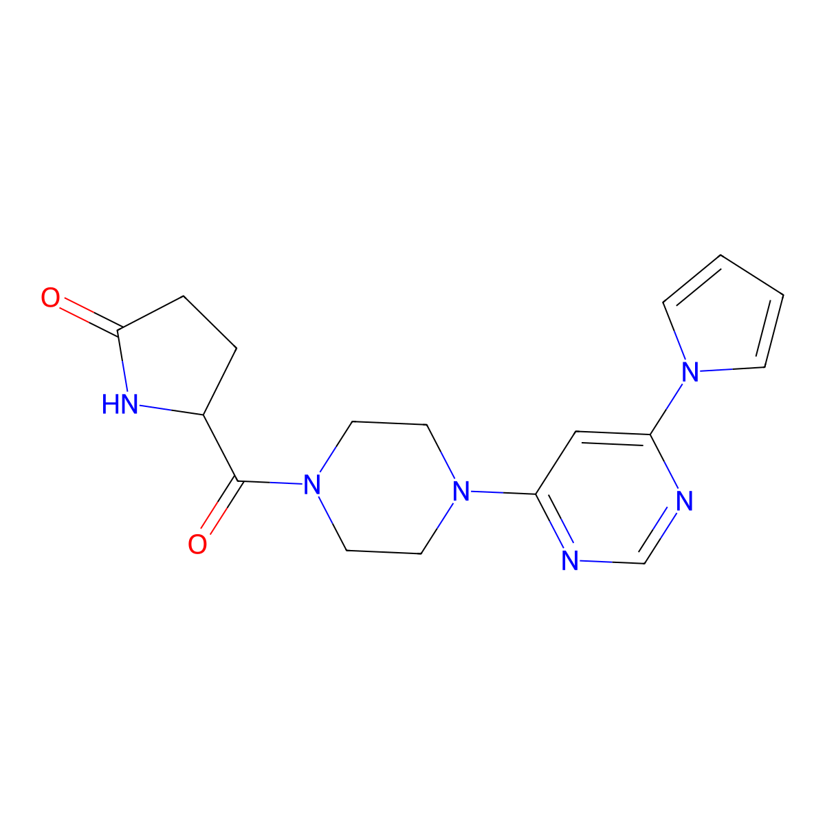 5-{4-[6-(1H-pyrrol-1-yl)pyrimidin-4-yl]piperazine-1-carbonyl}pyrrolidin-2-one molecular structure, CAS 1421441-10-2