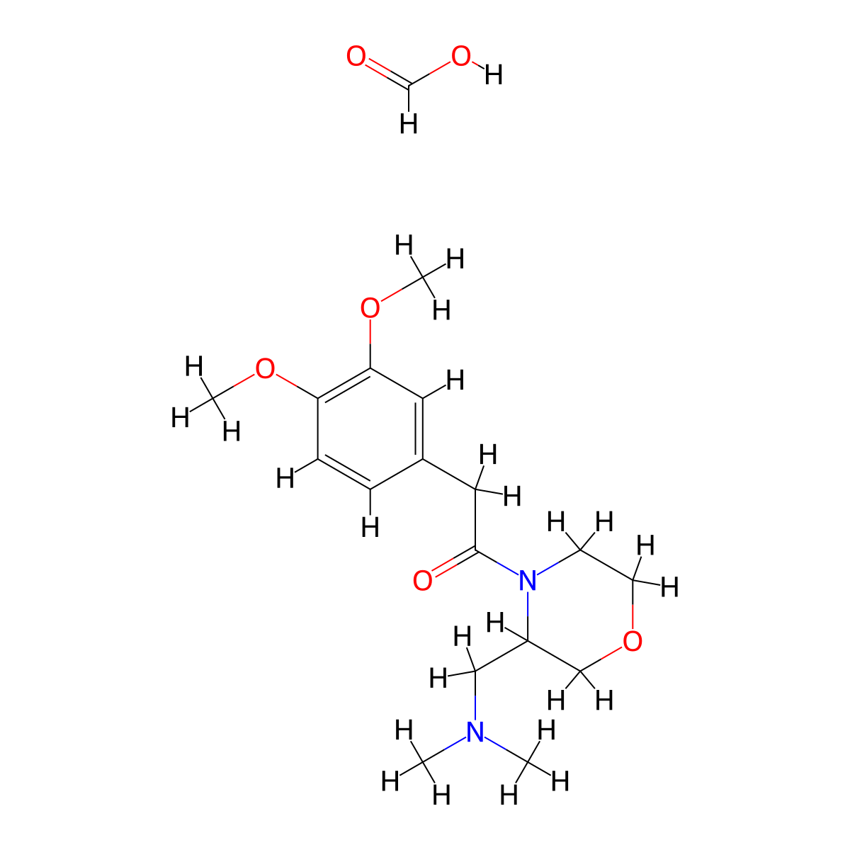 2-(3,4-Dimethoxyphenyl)-1-(3-((dimethylamino)methyl)morpholino)ethanone formate molecular structure, CAS 1421441-16-8
