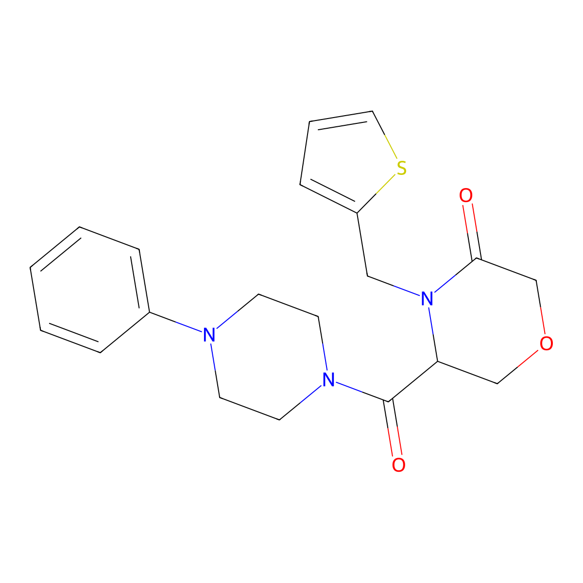 5-(4-Phenylpiperazine-1-carbonyl)-4-(thiophen-2-ylmethyl)morpholin-3-one molecular structure, CAS 1421441-26-0