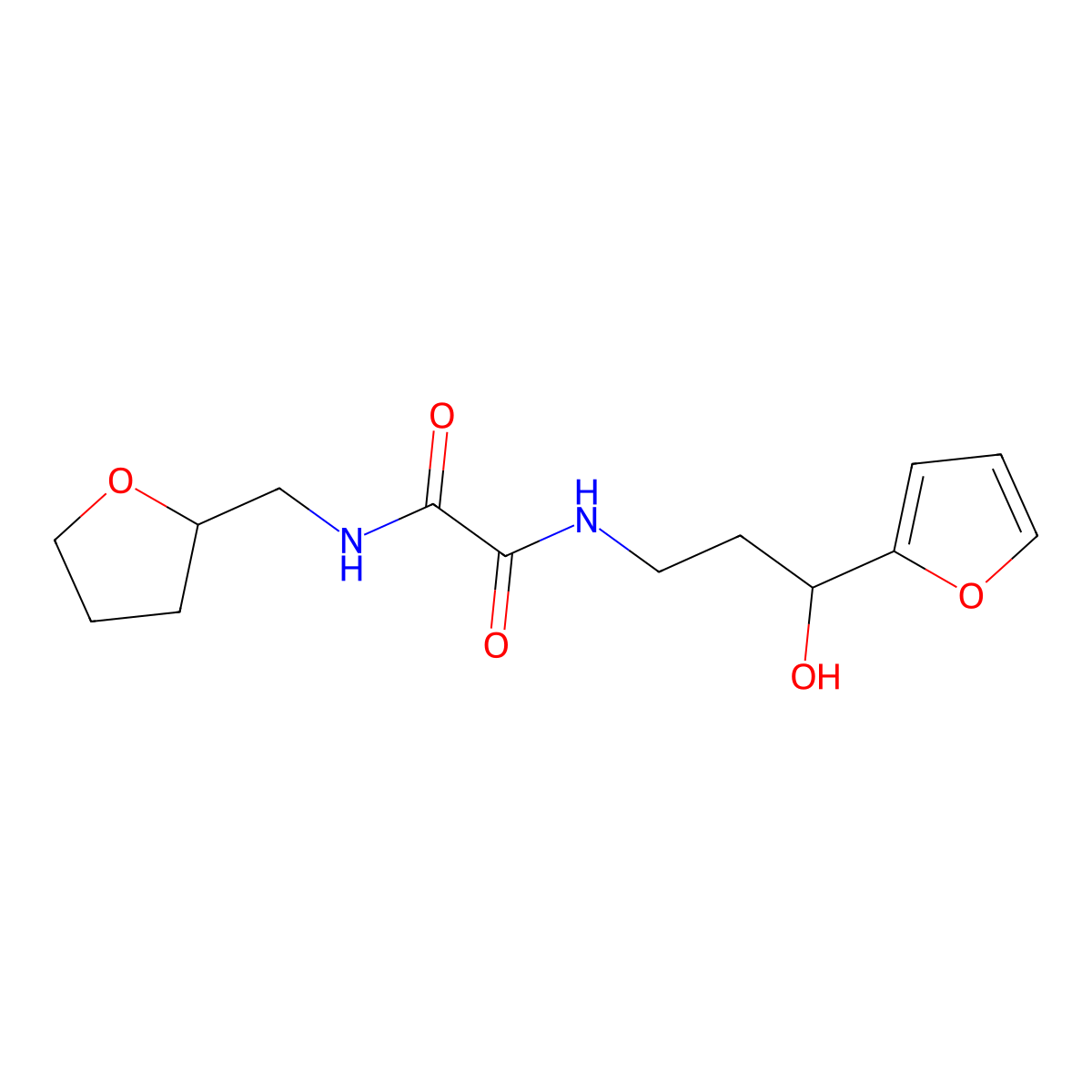N1-(3-(furan-2-yl)-3-hydroxypropyl)-N2-((tetrahydrofuran-2-yl)methyl)oxalamide molecular structure, CAS 1421441-30-6