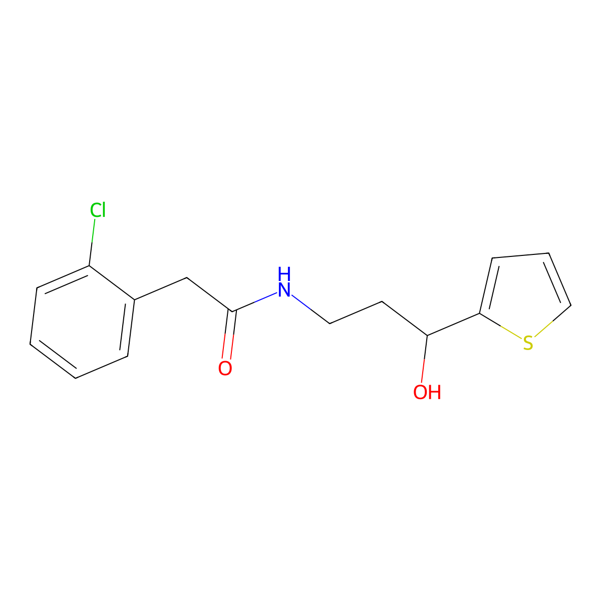 2-(2-Chlorophenyl)-N-[3-hydroxy-3-(thiophen-2-YL)propyl]acetamide molecular structure, CAS 1421441-41-9