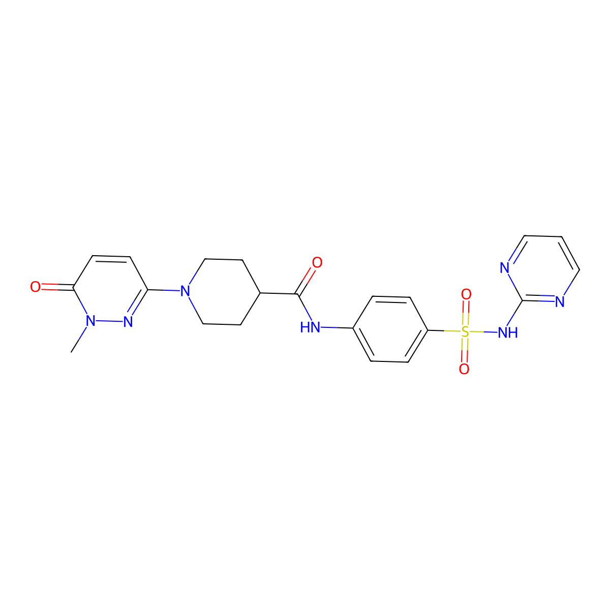 1-(1-methyl-6-oxo-1,6-dihydropyridazin-3-yl)-N-(4-(N-(pyrimidin-2-yl)sulfamoyl)phenyl)piperidine-4-carboxamide molecular structure, CAS 1421441-42-0