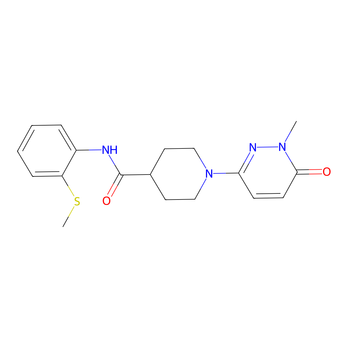 1-(1-methyl-6-oxo-1,6-dihydropyridazin-3-yl)-N-(2-(methylthio)phenyl)piperidine-4-carboxamide molecular structure, CAS 1421441-48-6