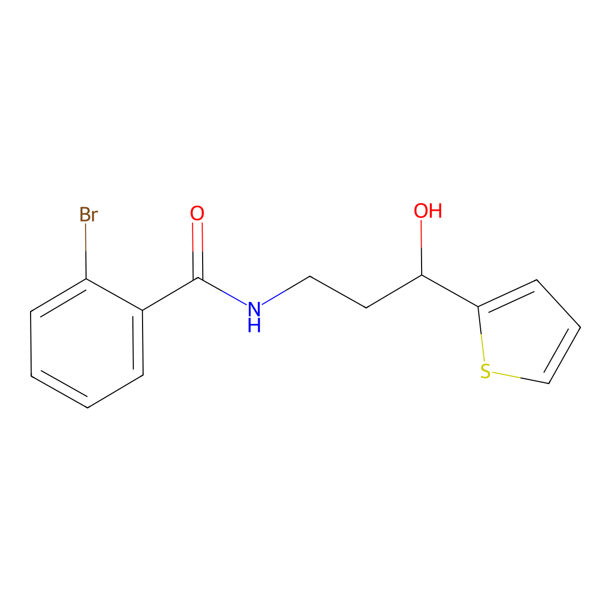 2-Bromo-N-[3-hydroxy-3-(thiophen-2-YL)propyl]benzamide molecular structure, CAS 1421441-49-7