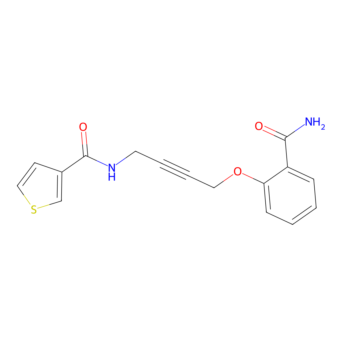 N-[4-(2-Carbamoylphenoxy)but-2-YN-1-YL]thiophene-3-carboxamide molecular structure, CAS 1421441-51-1