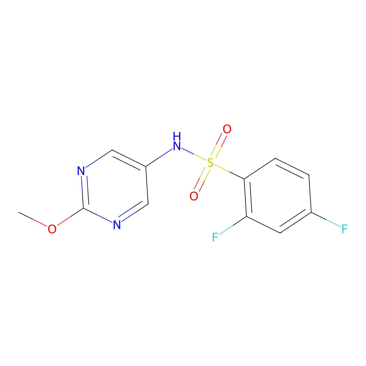 2,4-difluoro-N-(2-methoxypyrimidin-5-yl)benzenesulfonamide molecular structure, CAS 1421441-53-3