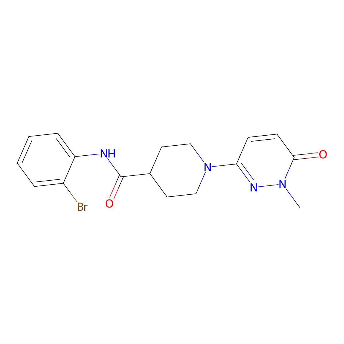 N-(2-bromophenyl)-1-(1-methyl-6-oxo-1,6-dihydropyridazin-3-yl)piperidine-4-carboxamide molecular structure, CAS 1421441-58-8