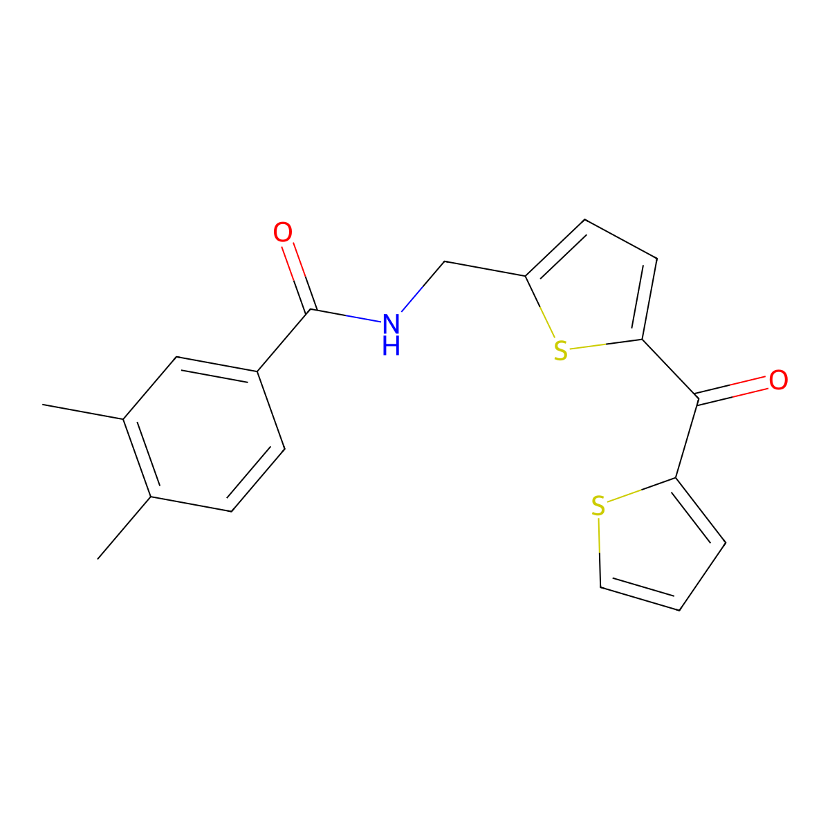 3,4-Dimethyl-N-{[5-(thiophene-2-carbonyl)thiophen-2-YL]methyl}benzamide molecular structure, CAS 1421441-61-3