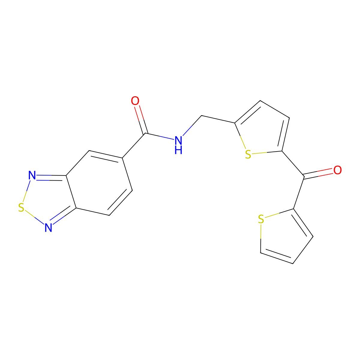 N-((5-(thiophene-2-carbonyl)thiophen-2-yl)methyl)benzo[c][1,2,5]thiadiazole-5-carboxamide molecular structure, CAS 1421441-71-5