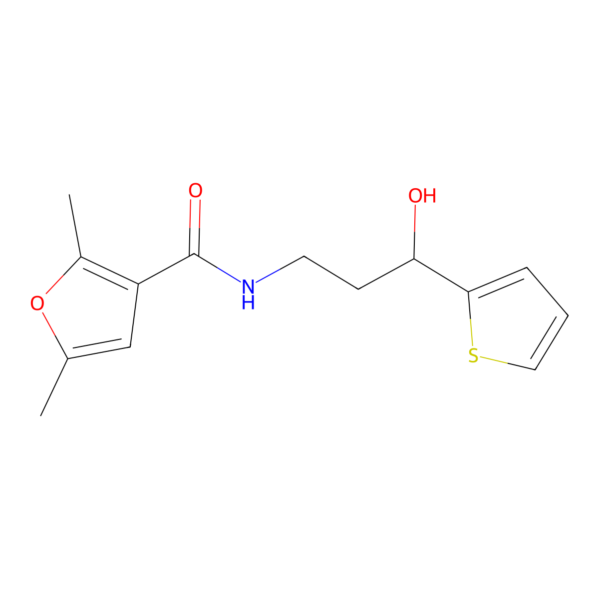 N-[3-Hydroxy-3-(thiophen-2-YL)propyl]-2,5-dimethylfuran-3-carboxamide molecular structure, CAS 1421441-73-7