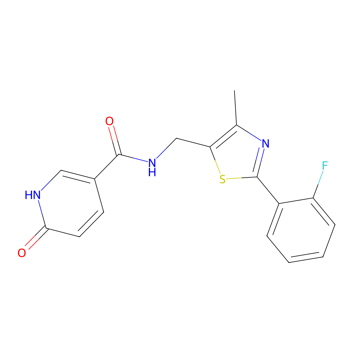 N-((2-(2-fluorophenyl)-4-methylthiazol-5-yl)methyl)-6-hydroxynicotinamide molecular structure, CAS 1421441-74-8