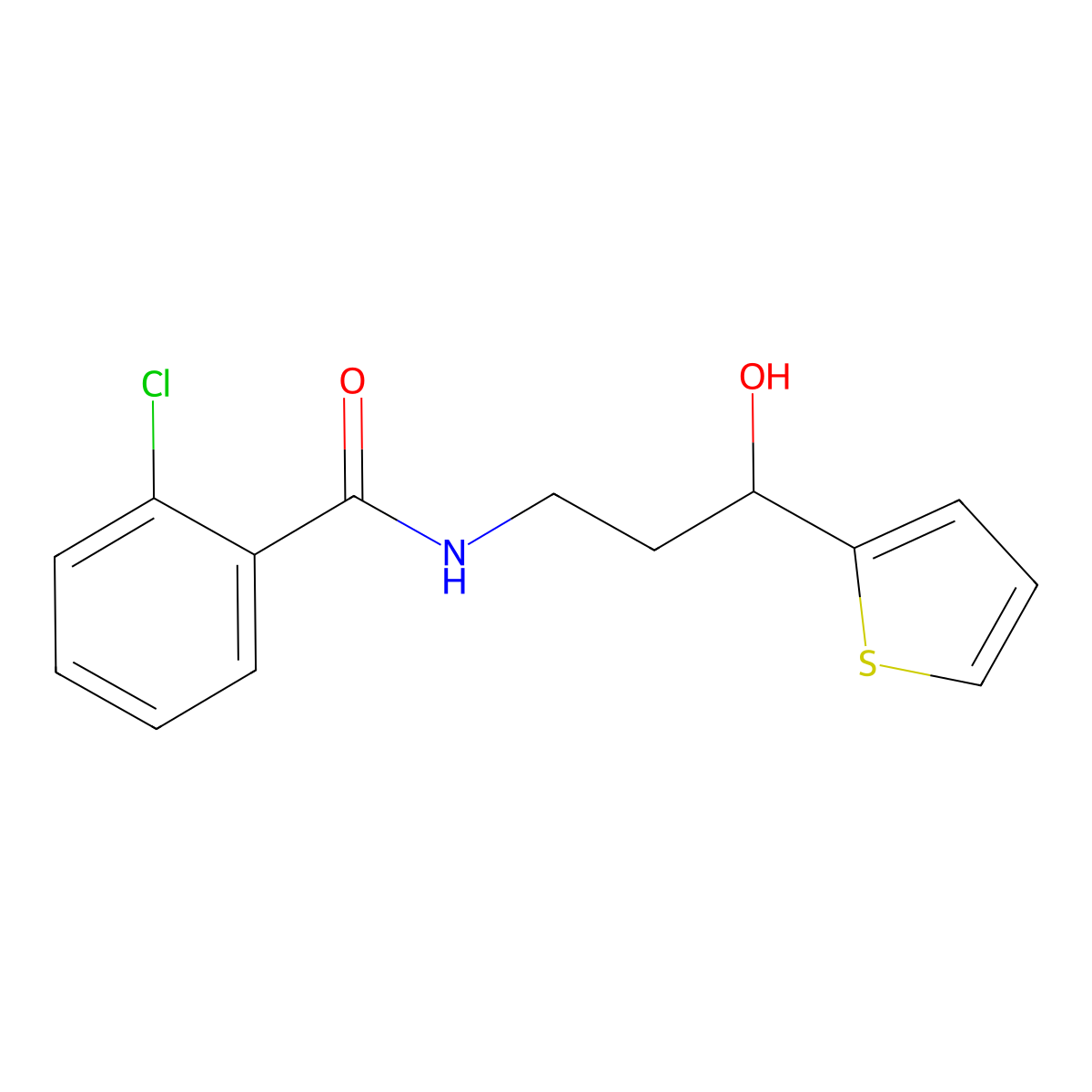2-Chloro-N-[3-hydroxy-3-(thiophen-2-YL)propyl]benzamide molecular structure, CAS 1421441-78-2