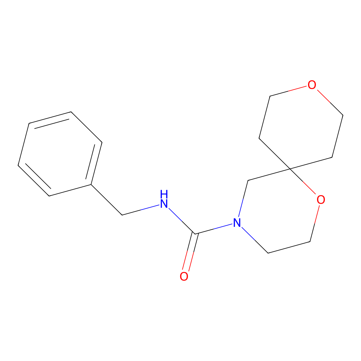 N-benzyl-1,9-dioxa-4-azaspiro[5.5]undecane-4-carboxamide molecular structure, CAS 1421441-83-9