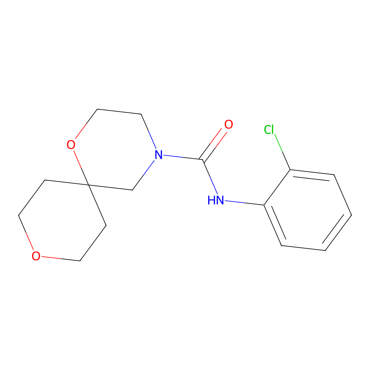 N-(2-chlorophenyl)-1,9-dioxa-4-azaspiro[5.5]undecane-4-carboxamide molecular structure, CAS 1421441-87-3