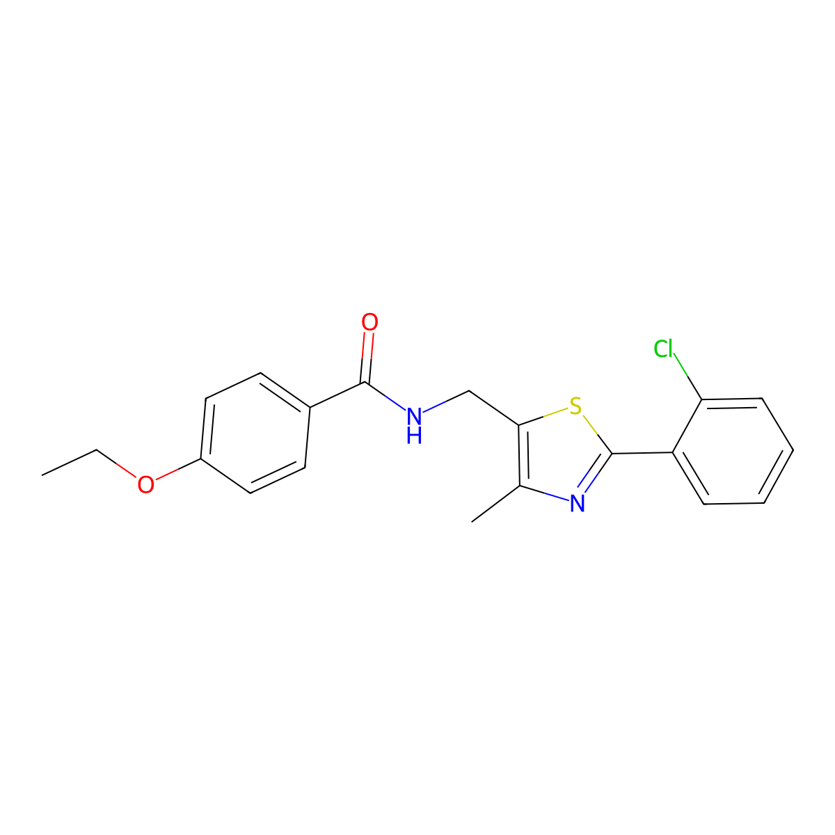 N-((2-(2-chlorophenyl)-4-methylthiazol-5-yl)methyl)-4-ethoxybenzamide molecular structure, CAS 1421441-88-4