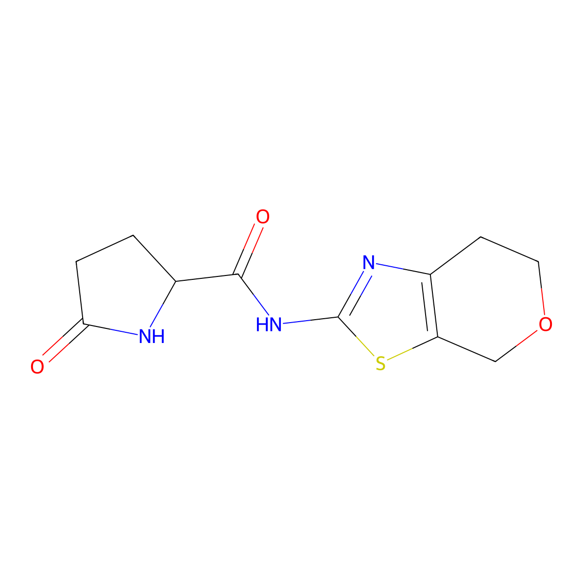 N-(6,7-dihydro-4H-pyrano[4,3-d]thiazol-2-yl)-5-oxopyrrolidine-2-carboxamide molecular structure, CAS 1421441-92-0