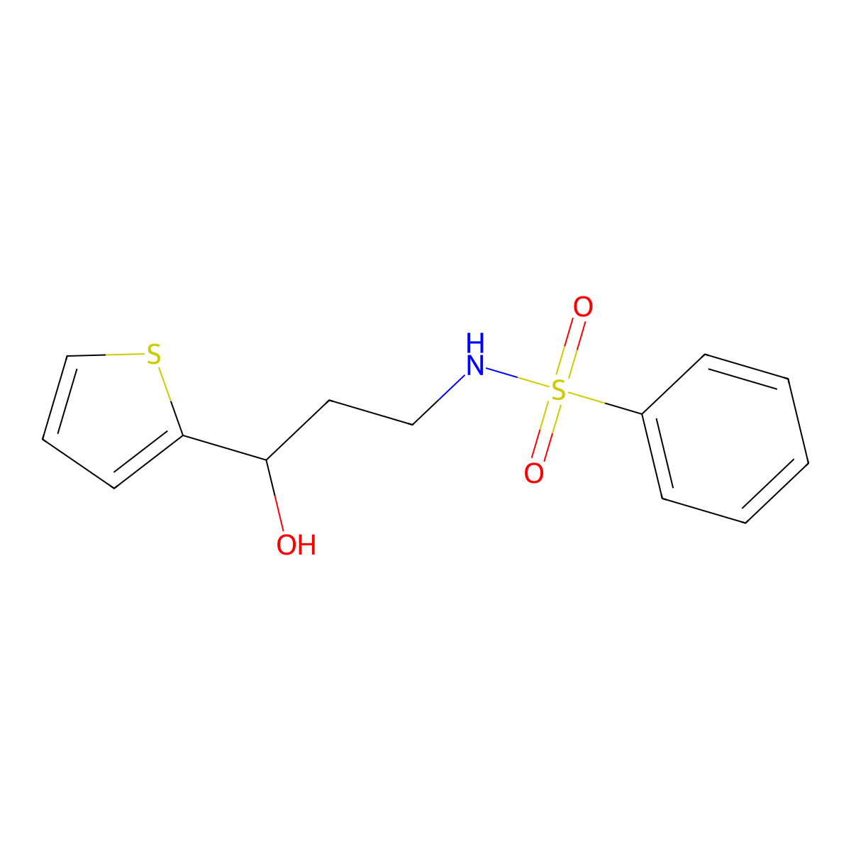 N-(3-hydroxy-3-(thiophen-2-yl)propyl)benzenesulfonamide molecular structure, CAS 1421441-93-1