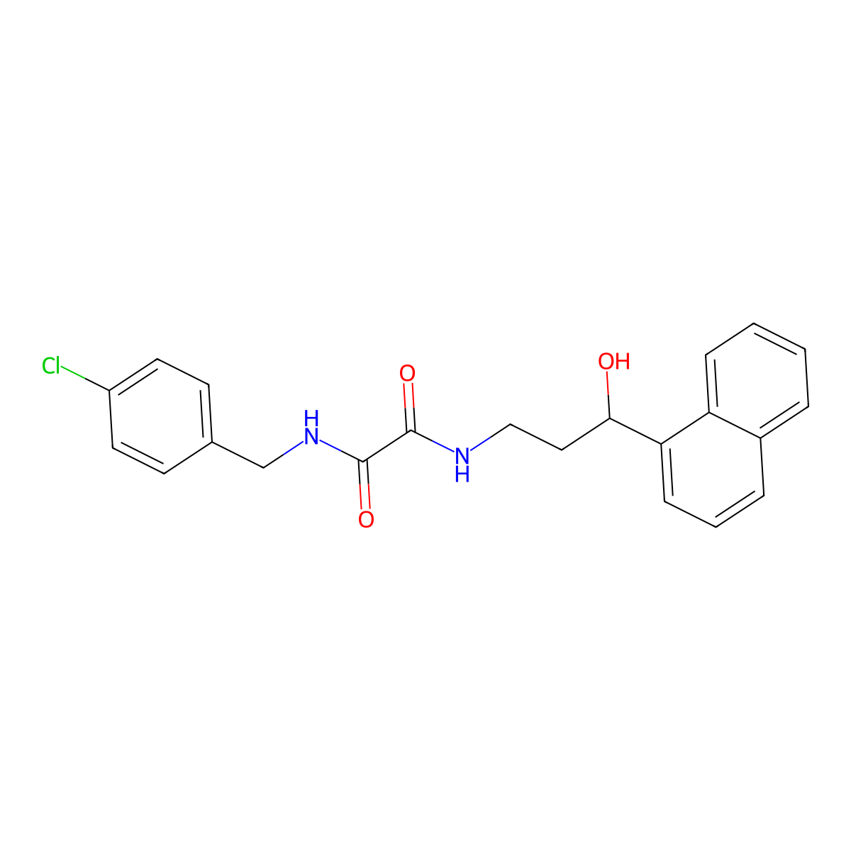 N1-(4-chlorobenzyl)-N2-(3-hydroxy-3-(naphthalen-1-yl)propyl)oxalamide molecular structure, CAS 1421441-94-2