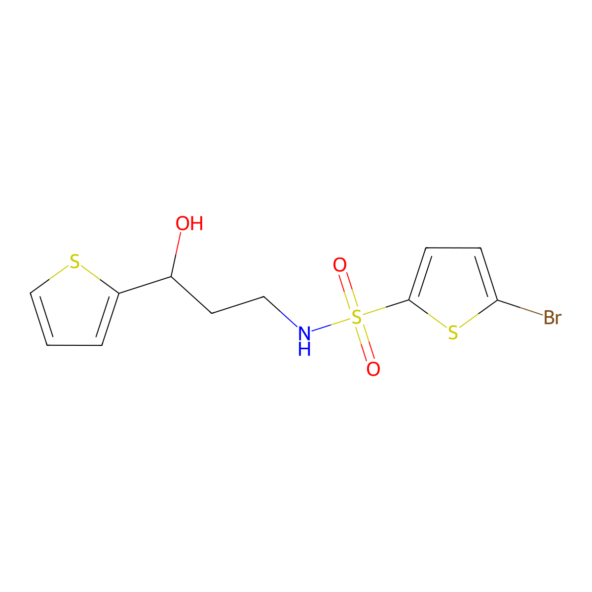5-Bromo-N-[3-hydroxy-3-(thiophen-2-YL)propyl]thiophene-2-sulfonamide molecular structure, CAS 1421441-96-4