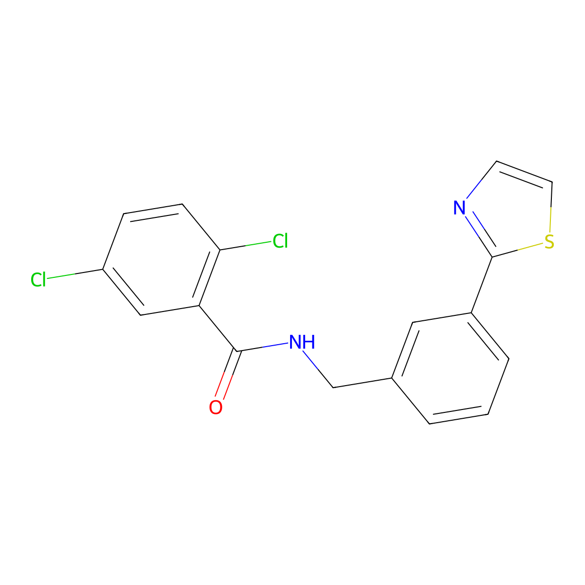 2,5-dichloro-N-(3-(thiazol-2-yl)benzyl)benzamide molecular structure, CAS 1421441-99-7